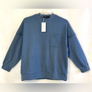 NWT Automet Women’s Blue Lightweight Velour Pullover Sweatshirt / Small